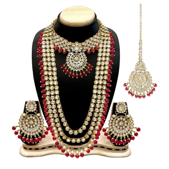 Jewelry - 💕HP Bollywood Indian ethnic traditional kundan necklace earrings head piece set
